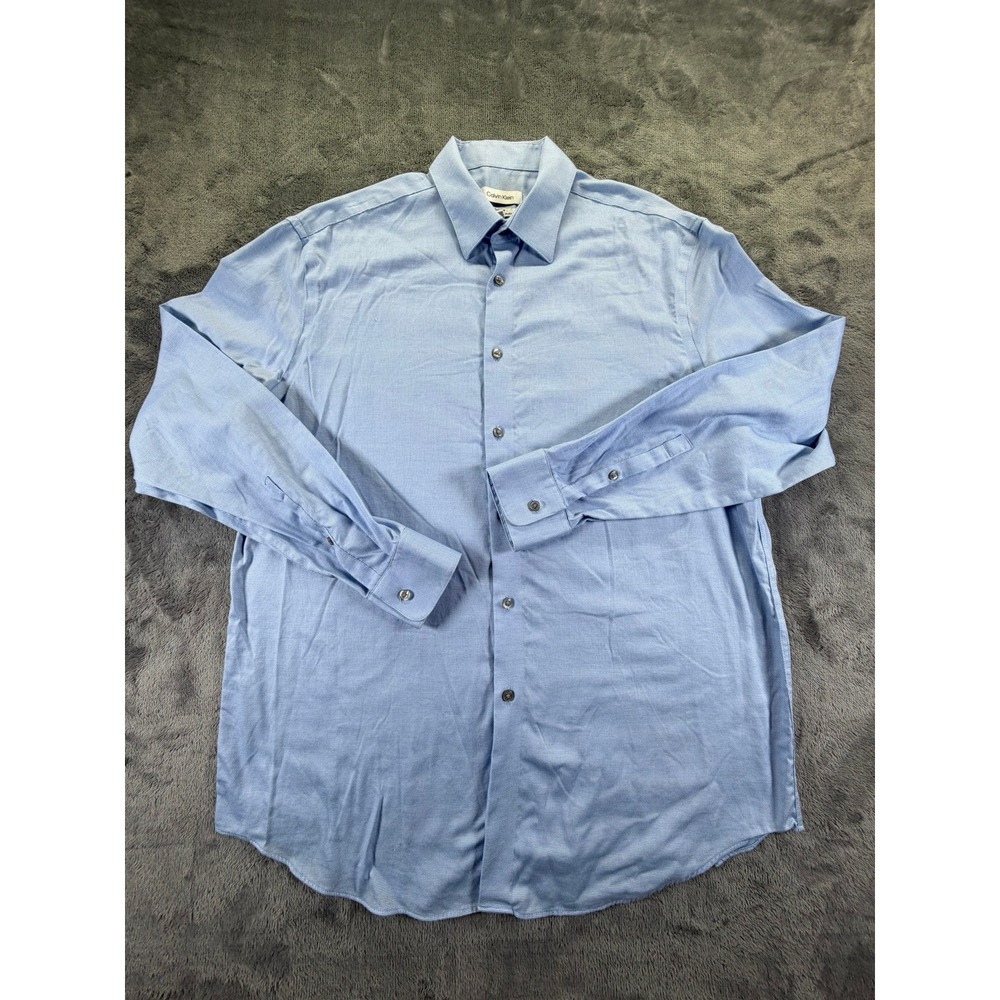 Calvin Klein Steel+ Men's Regular Fit Stretch Wrinkle Free Dress Shirt Blue 16.5